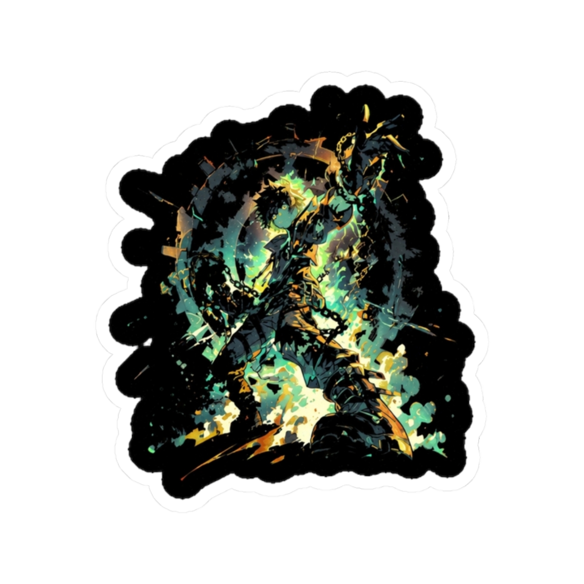 Rudeus Greyrat Gritty Fan Art Sticker | Mushoku Tensei - alternate angle 3, merchandise