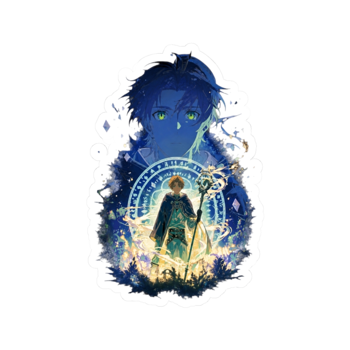Rudeus Greyrat Mystical Magic Art Sticker | Mushoku Tensei - alternate angle 3, merchandise
